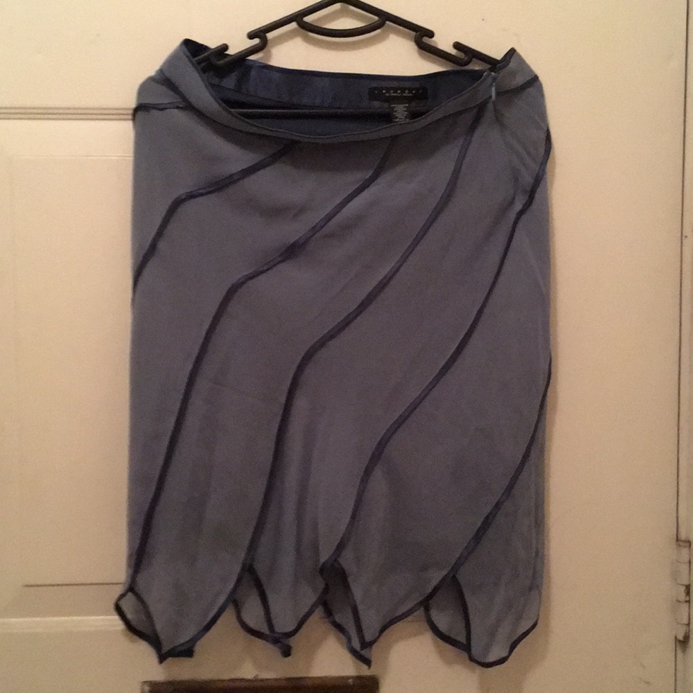 Blue silk fully lined skirt all silk